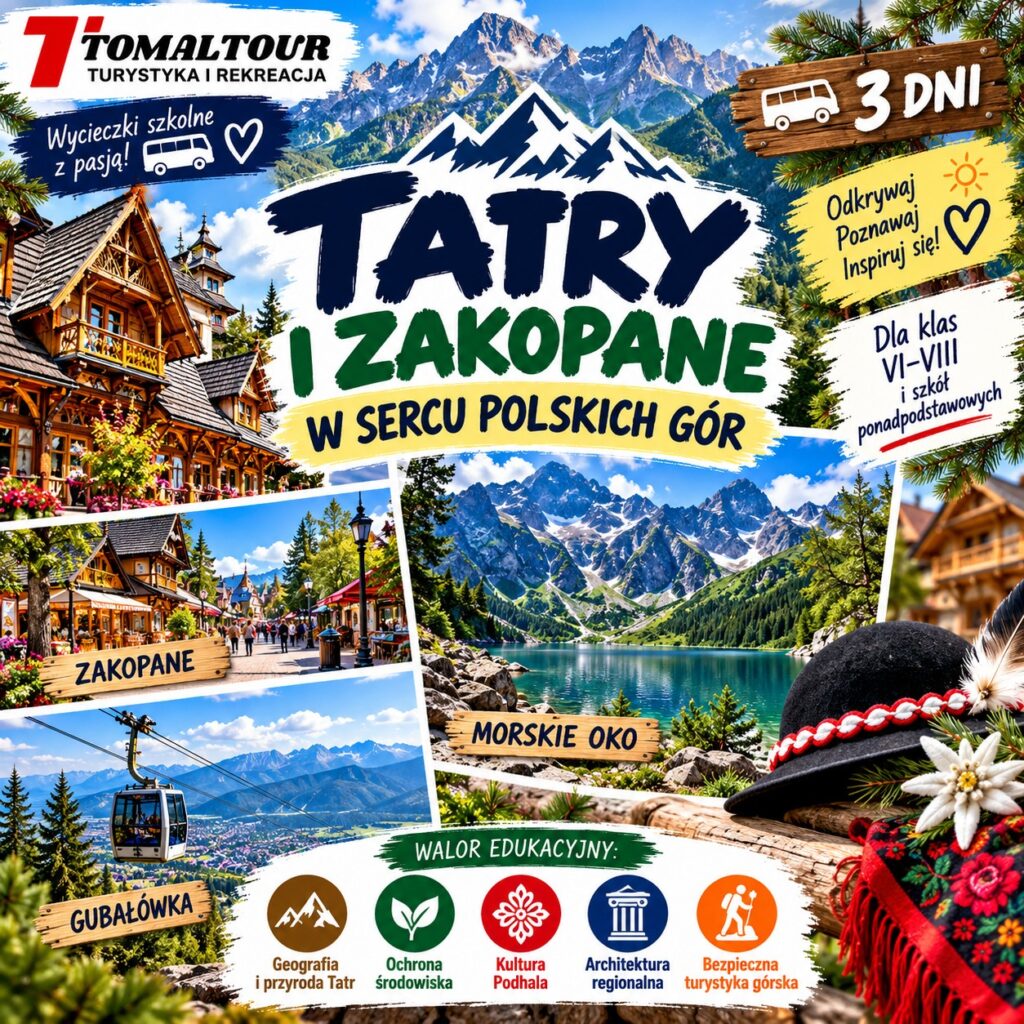 Plakat wycieczki 3 DNI – TATRY I ZAKOPANE – W SERCU POLSKICH GÓR